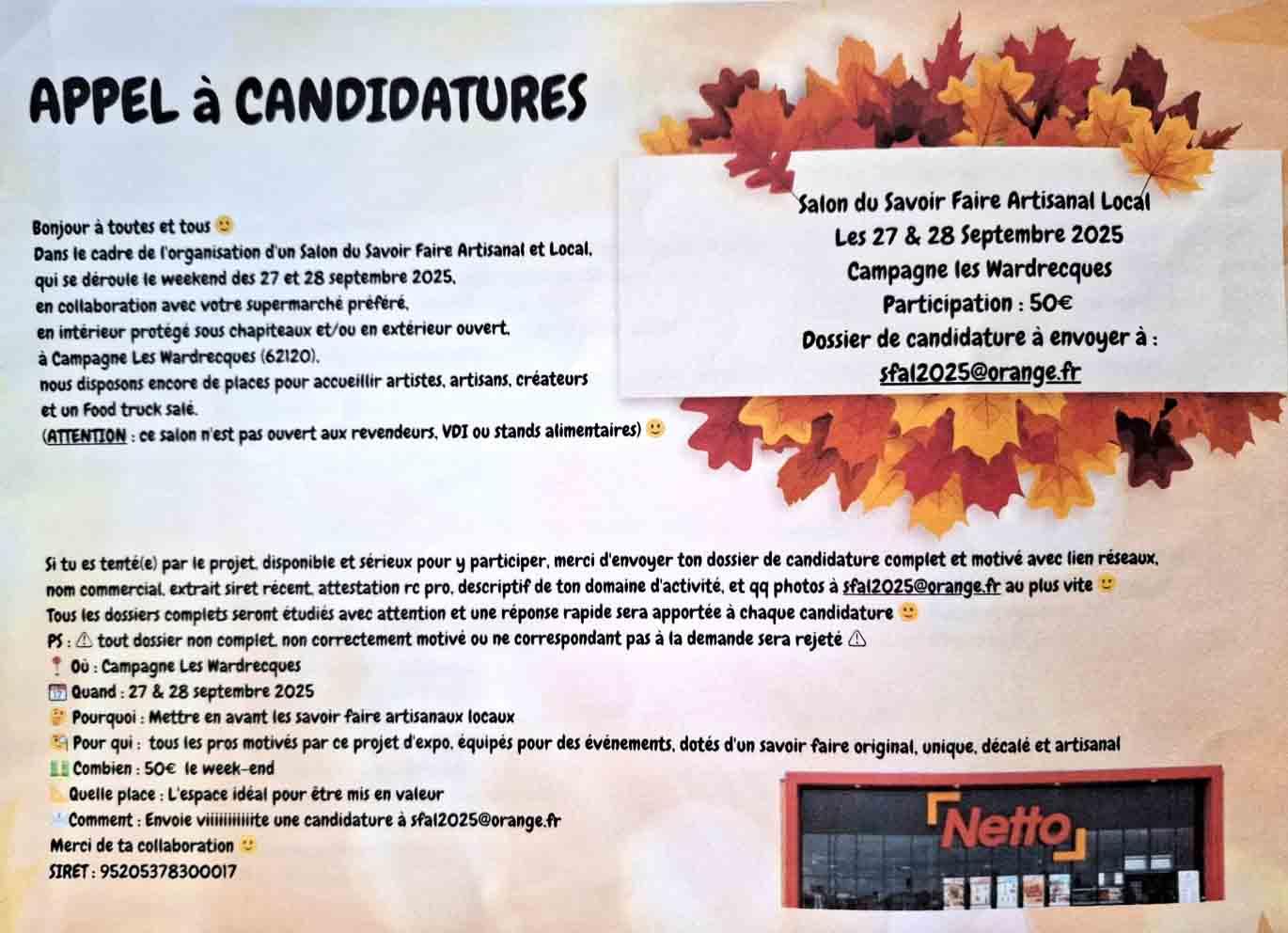 Appel a candidatures salon