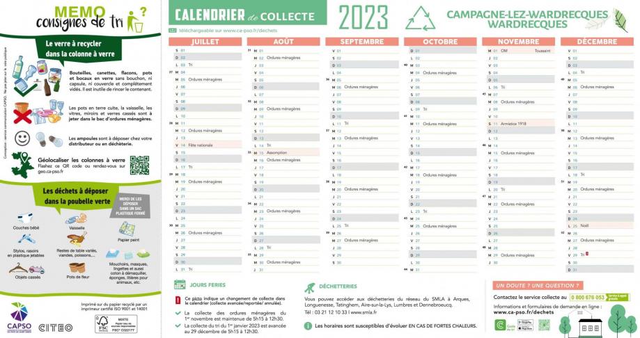 Campagnelezwardrecques calendrier de collecte 2023 2