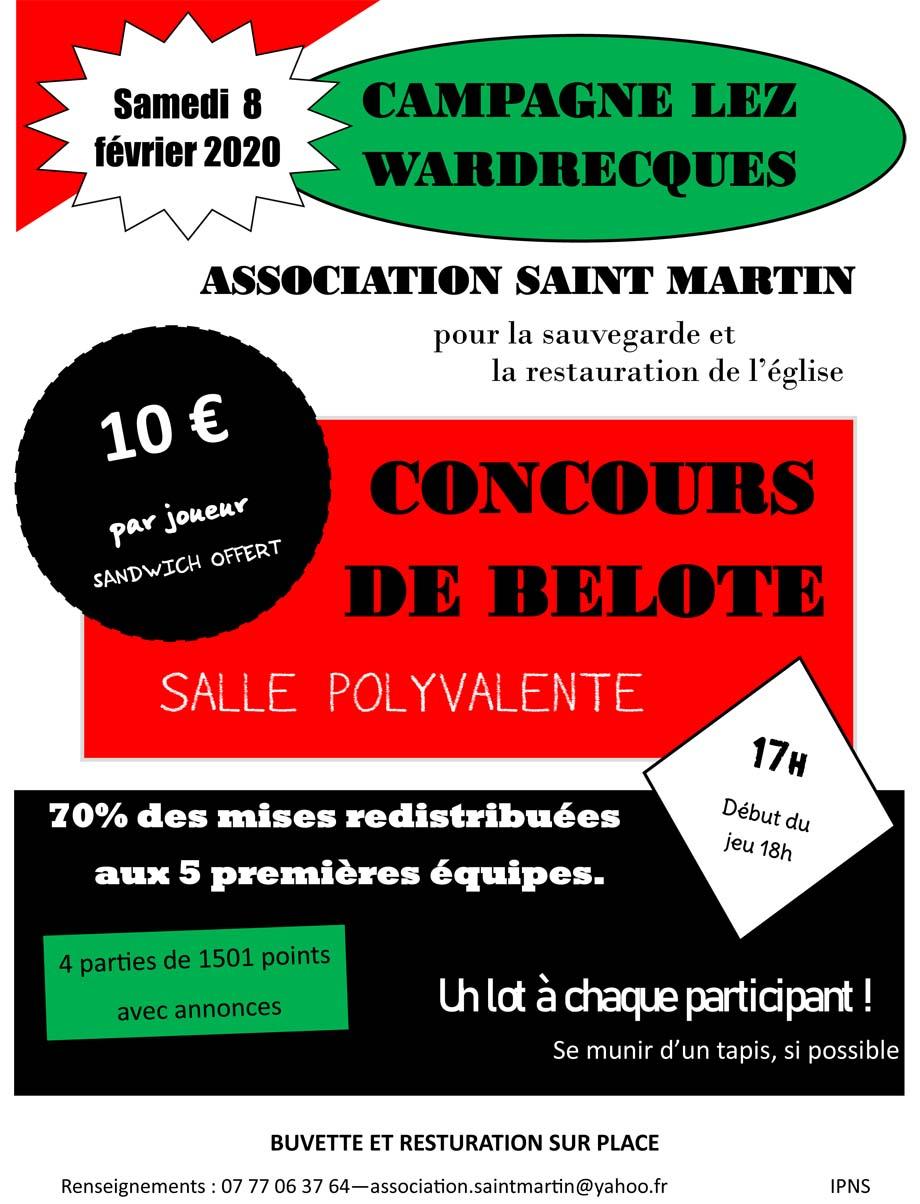 Concours de belote le 8 fevrier