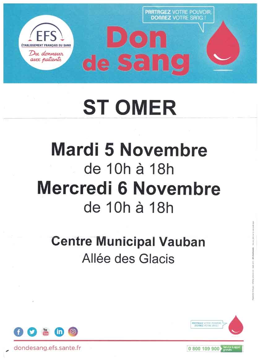 Don de sang 5 et 6 novembre