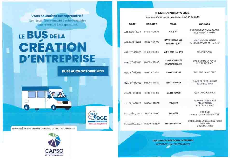 Le bus de la creation d entreprise